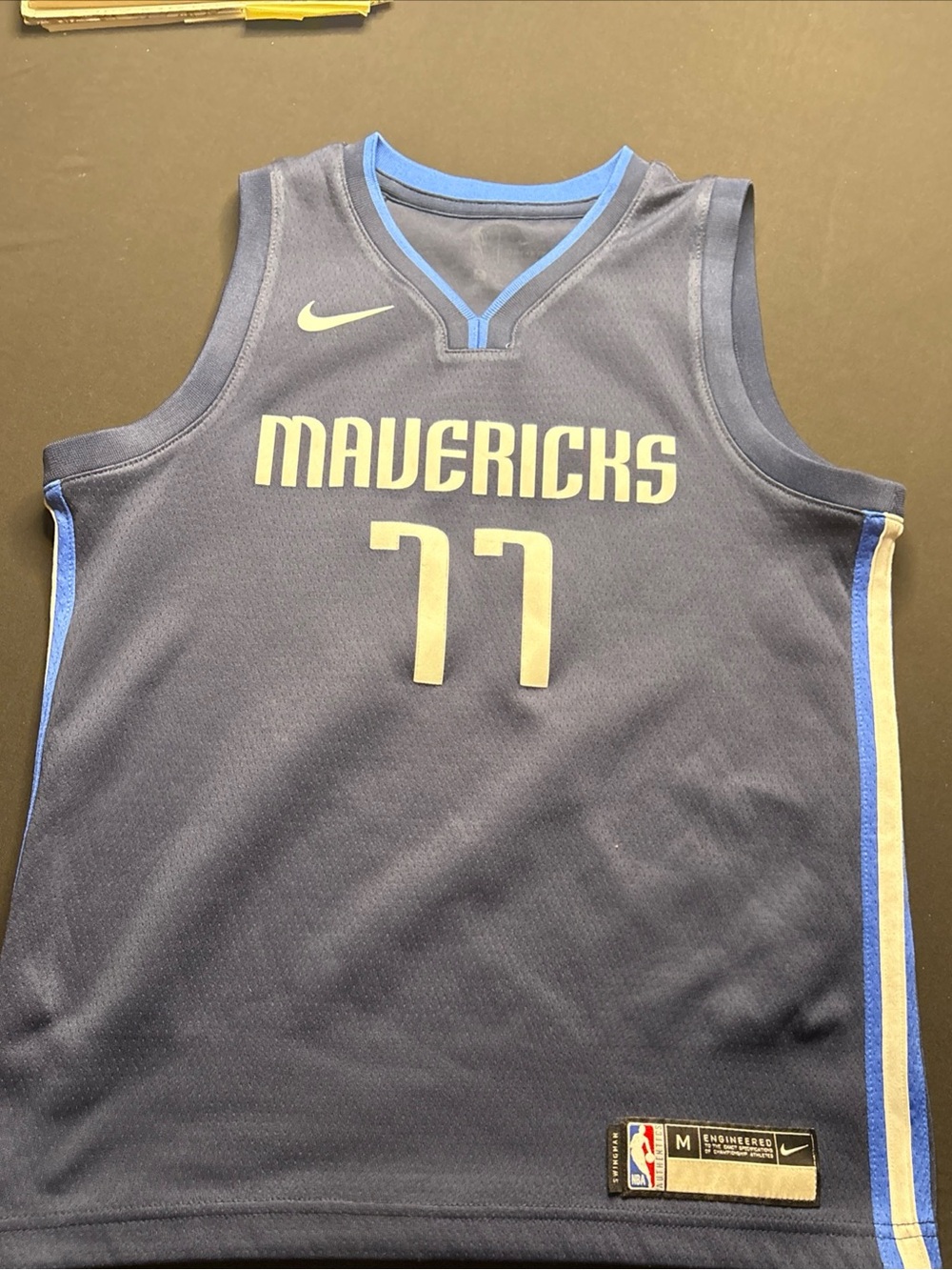 Nike Kids Dallas Mavericks Navy and Light Blue Basketball Jersey #77